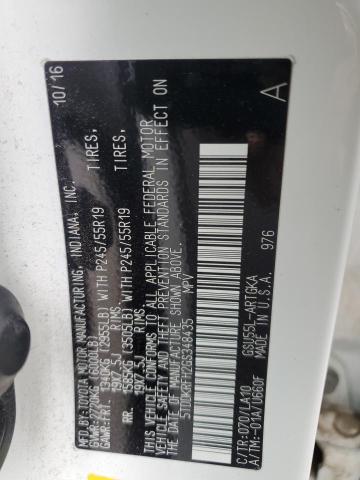 2016 Toyota Highlander Limited VIN: 5TDDKRFH2GS348435 Lot: 55951374