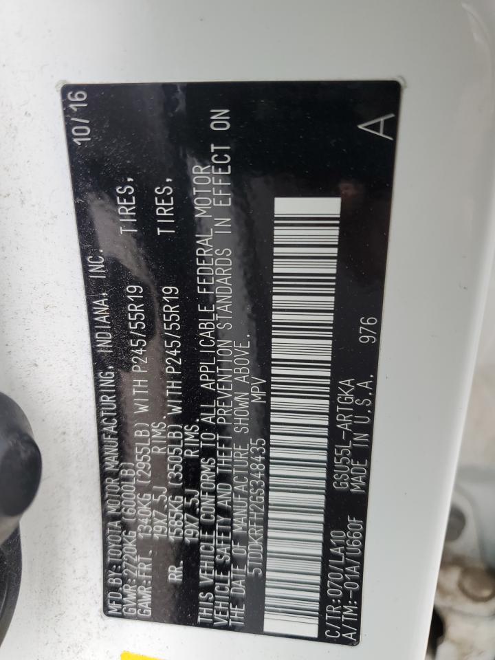 5TDDKRFH2GS348435 2016 Toyota Highlander Limited