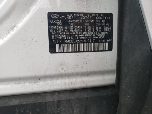2022 Hyundai Santa Fe Sel VIN: KM8S6DA22NU019417 Lot: 57059484