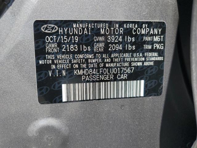 2020 Hyundai Elantra Sel VIN: KMHD84LF0LU017567 Lot: 52562784