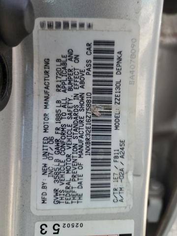 2006 Toyota Corolla Ce VIN: 1NXBR32E16Z758810 Lot: 55313024