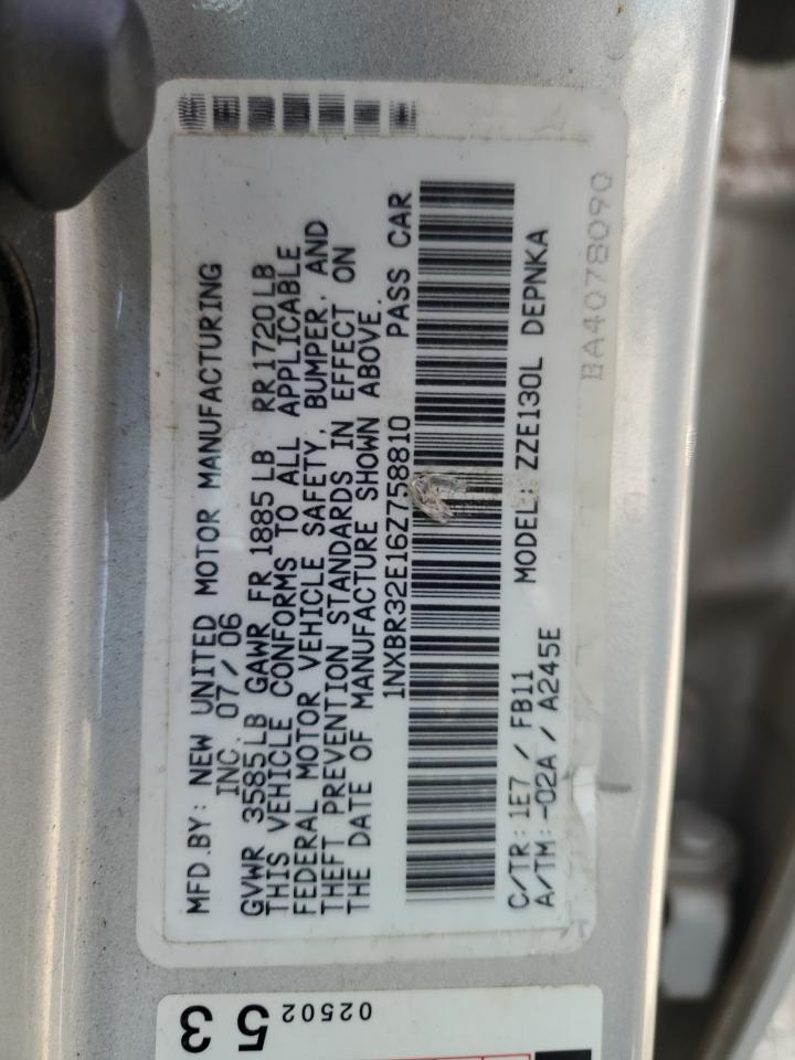 1NXBR32E16Z758810 2006 Toyota Corolla Ce