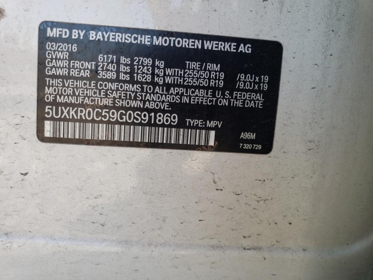 5UXKR0C59G0S91869 2016 BMW X5 xDrive35I