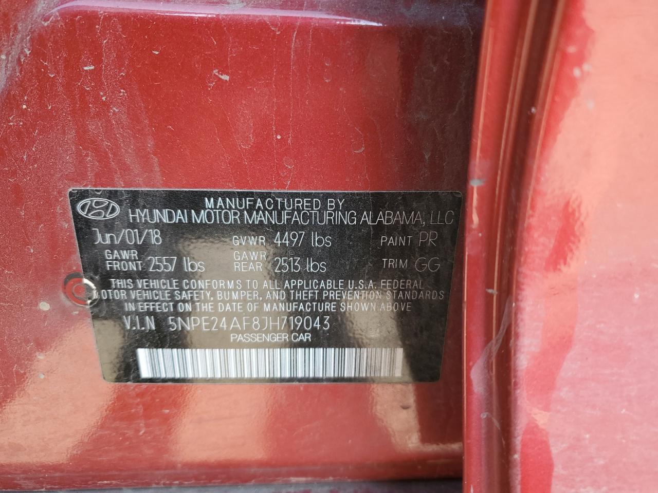 5NPE24AF8JH719043 2018 Hyundai Sonata Se