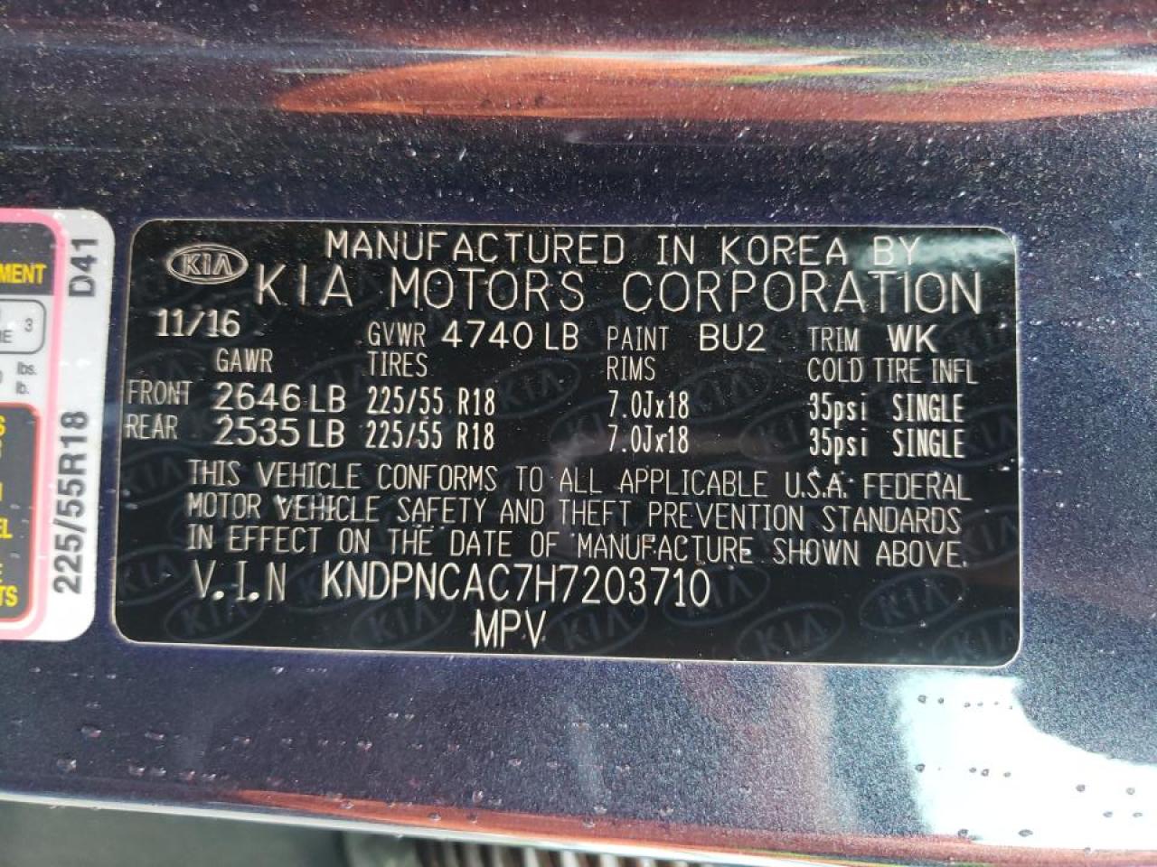 KNDPNCAC7H7203710 2017 Kia Sportage Ex