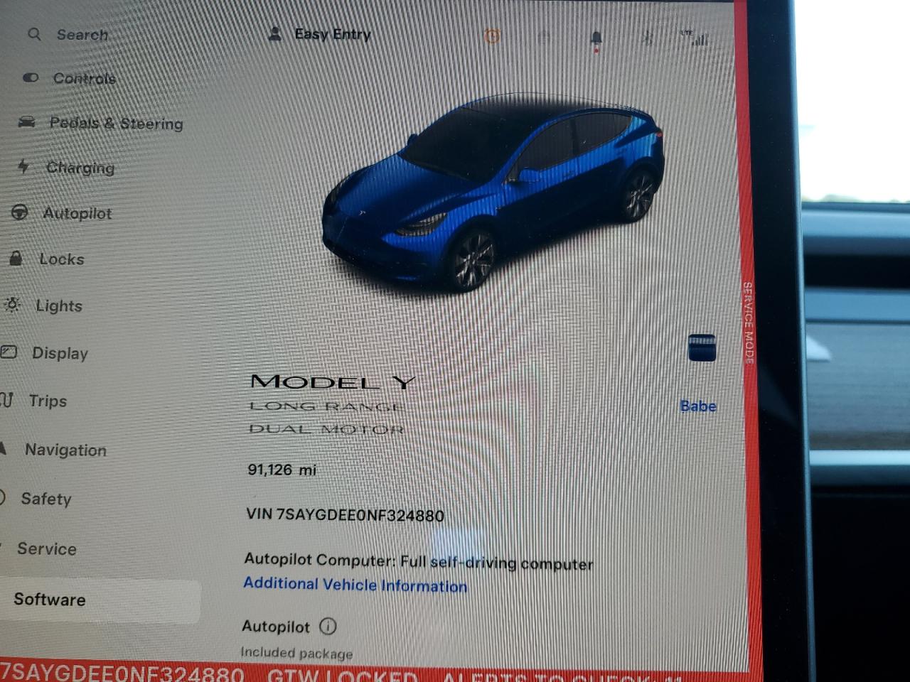 7SAYGDEE0NF324880 2022 Tesla Model Y