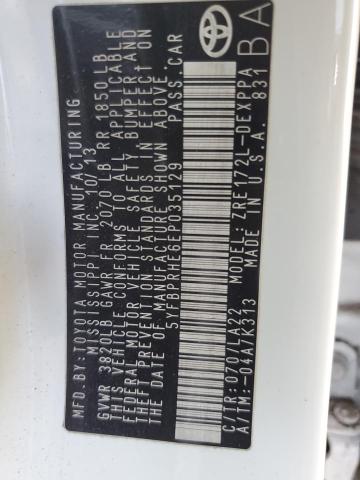 2014 Toyota Corolla Eco VIN: 5YFBPRHE6EP035129 Lot: 54049994