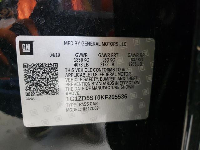 2019 CHEVROLET MALIBU LT - 1G1ZD5ST0KF205536