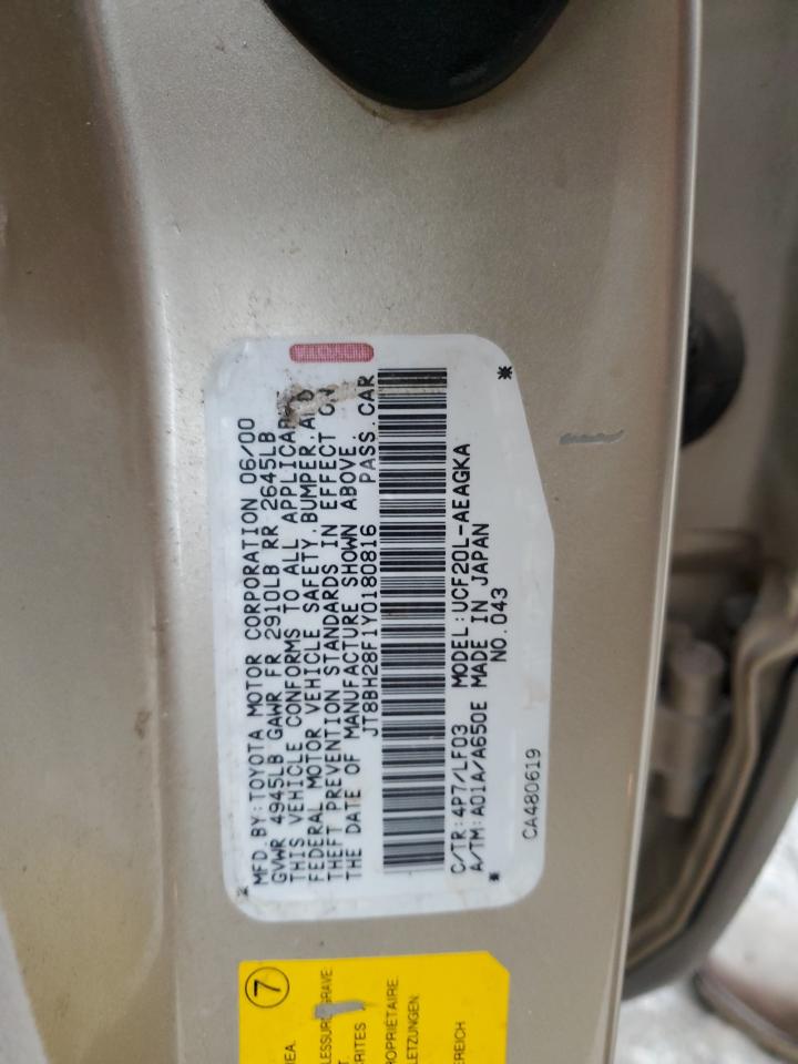 JT8BH28F1Y0180816 2000 Lexus Ls 400