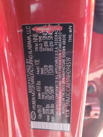 2022 Hyundai Tucson Sel VIN: 5NMJCCAE5NH094519 Lot: 56095404