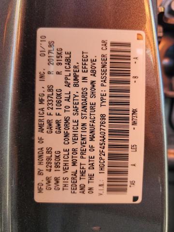 2010 Honda Accord Lxp VIN: 1HGCP2F45AA077698 Lot: 56240444