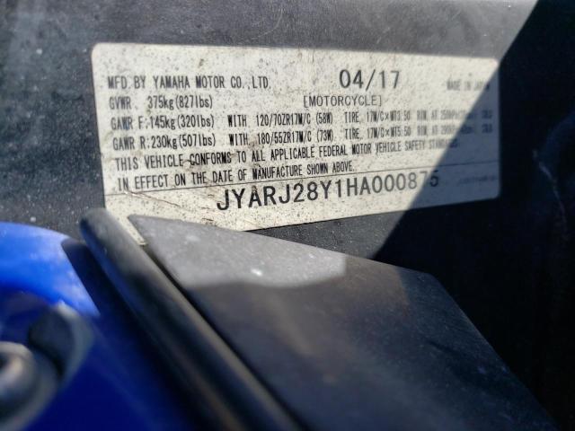 2017 YAMAHA YZFR6 C JYARJ28Y1HA000875