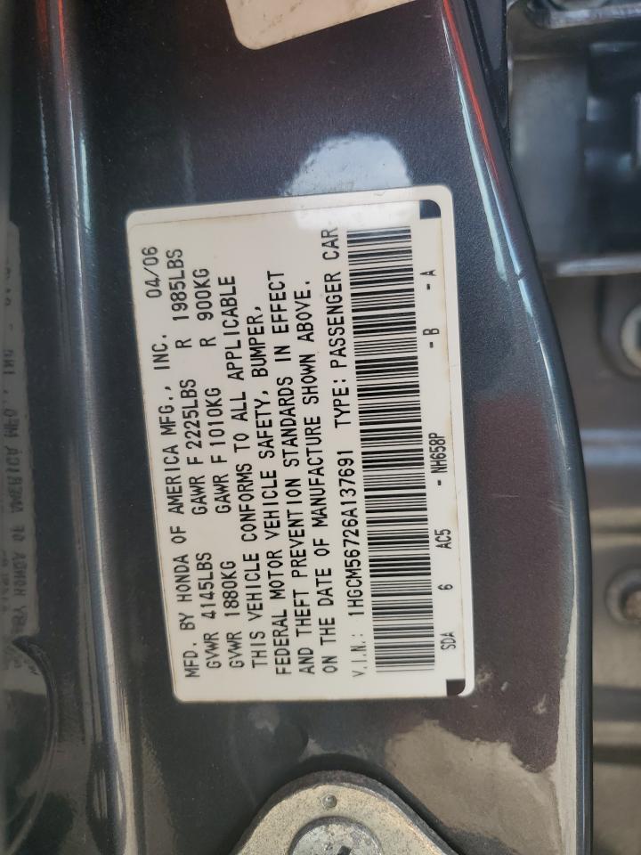 1HGCM56726A137691 2006 Honda Accord Ex