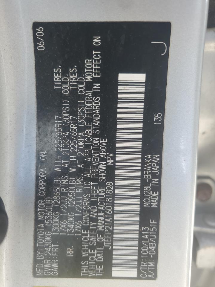 JTEEP21A160181828 2006 Toyota Highlander Limited