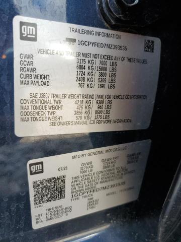 2021 Chevrolet Silverado K1500 Lt Trail Boss VIN: 1GCPYFED7MZ393535 Lot: 55153854