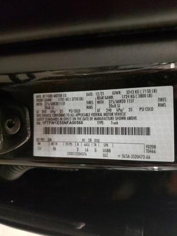 2022 Ford F150 Supercrew VIN: 1FTFW1E55NFA00566 Lot: 50904834