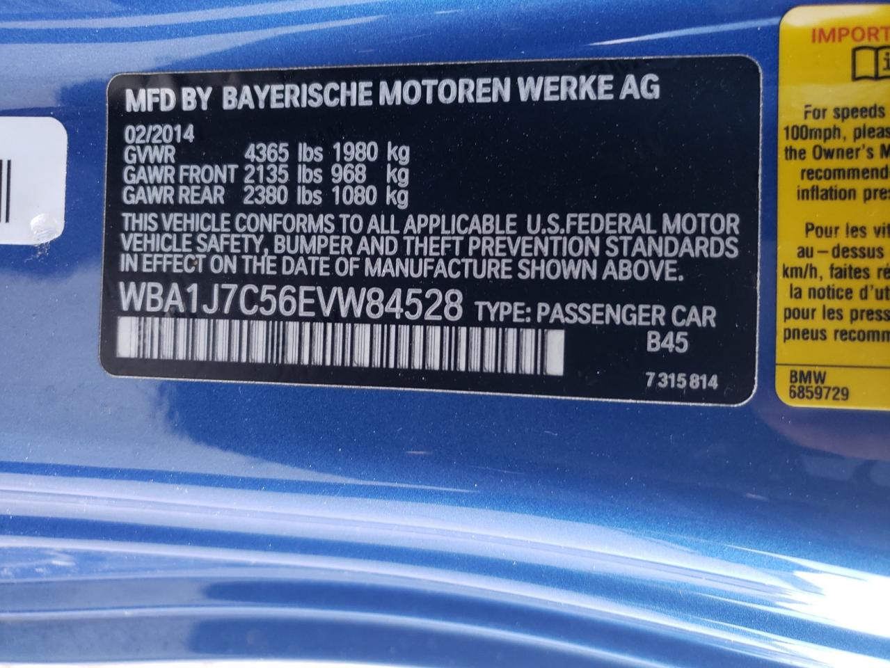 WBA1J7C56EVW84528 2014 BMW M235I