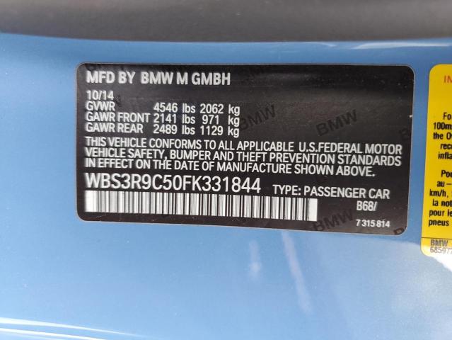 2015 BMW M4 VIN: WBS3R9C50FK331844 Lot: 53440994