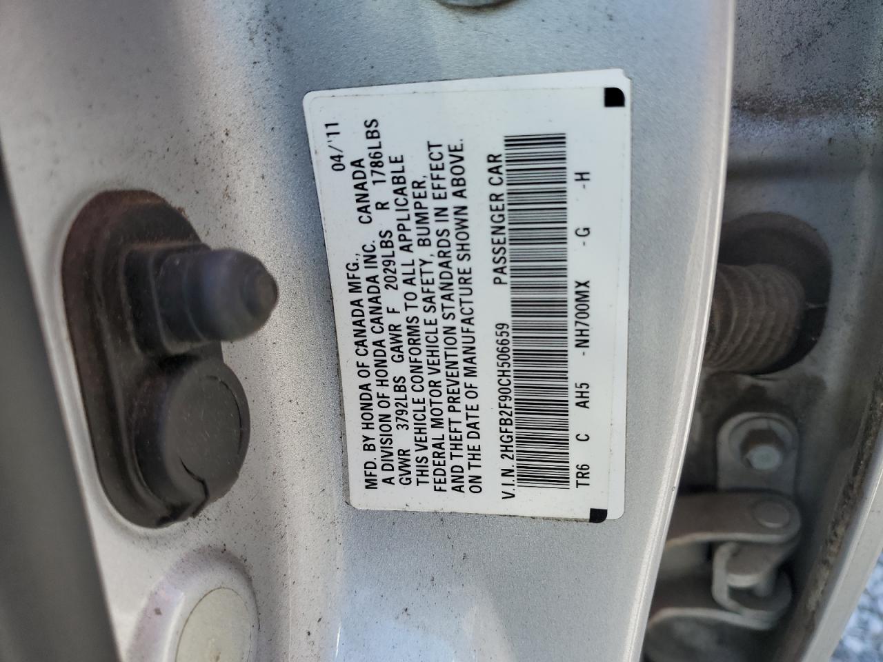 2HGFB2F90CH506659 2012 Honda Civic Exl