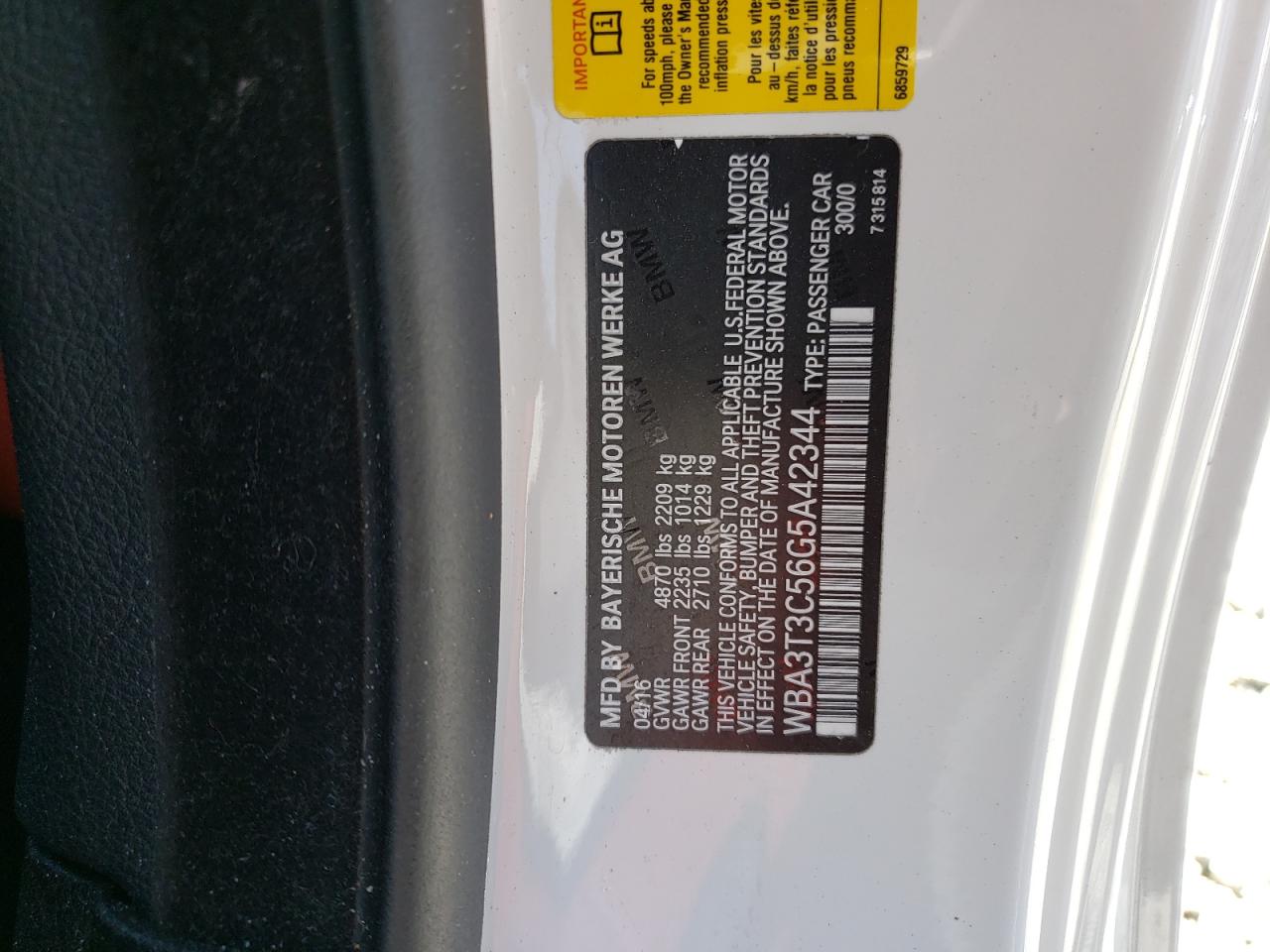 WBA3T3C56G5A42344 2016 BMW 435 I