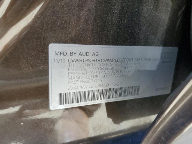 2011 Audi A4 Premium Plus VIN: WAUWFAFL6BA071827 Lot: 55170214
