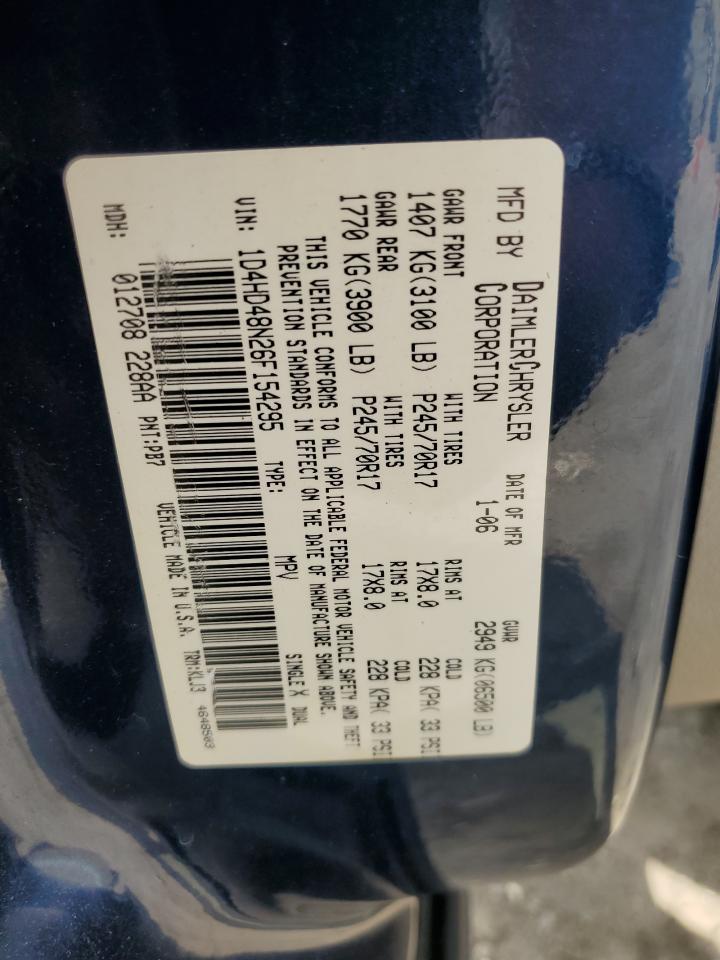 1D4HD48N26F154295 2006 Dodge Durango Slt