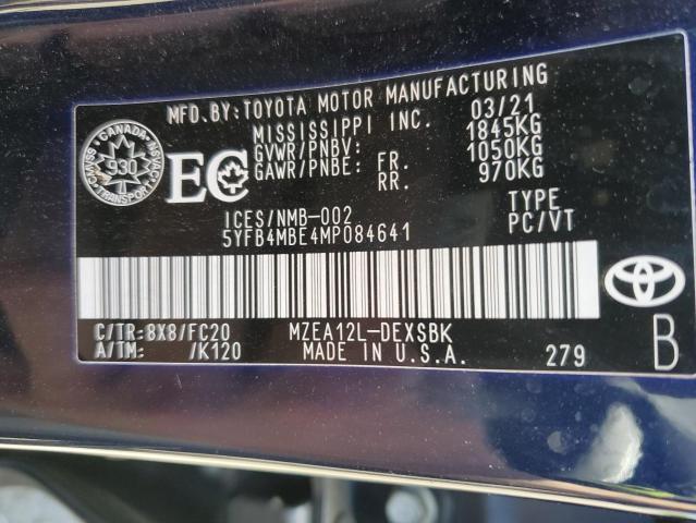 5YFB4MBE4MP084641 2021 TOYOTA COROLLA - Image 12