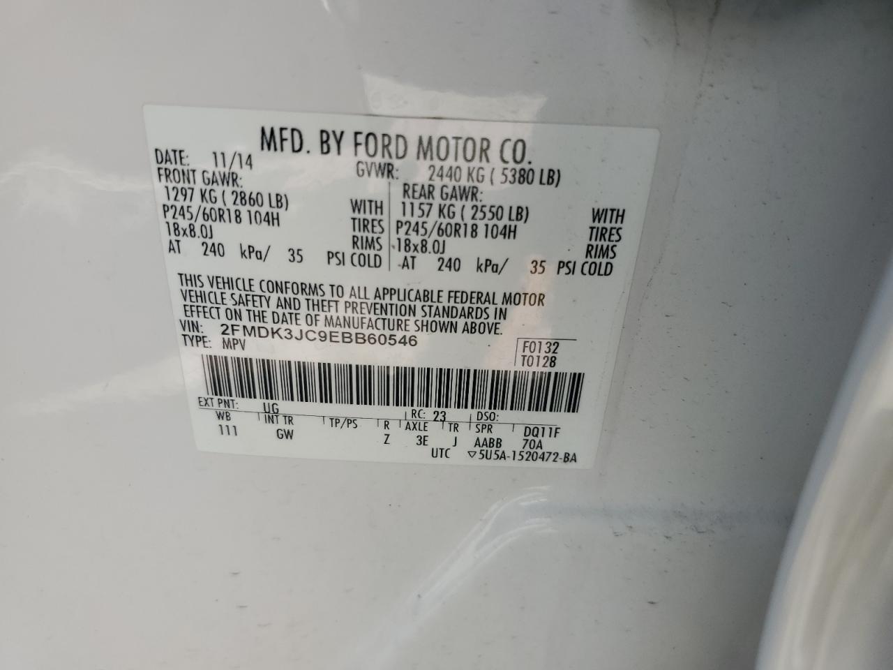 2FMDK3JC9EBB60546 2014 Ford Edge Sel