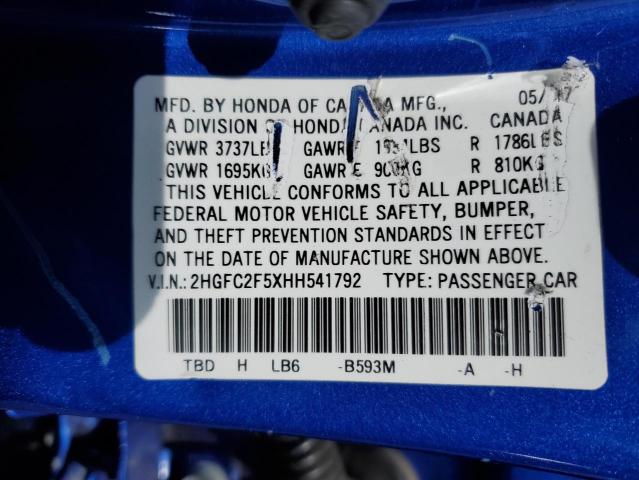 2HGFC2F5XHH541792 2017 HONDA CIVIC - Image 12