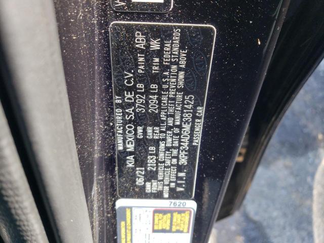 2021 Kia Forte Gt Line VIN: 3KPF34AD6ME381425 Lot: 54258574