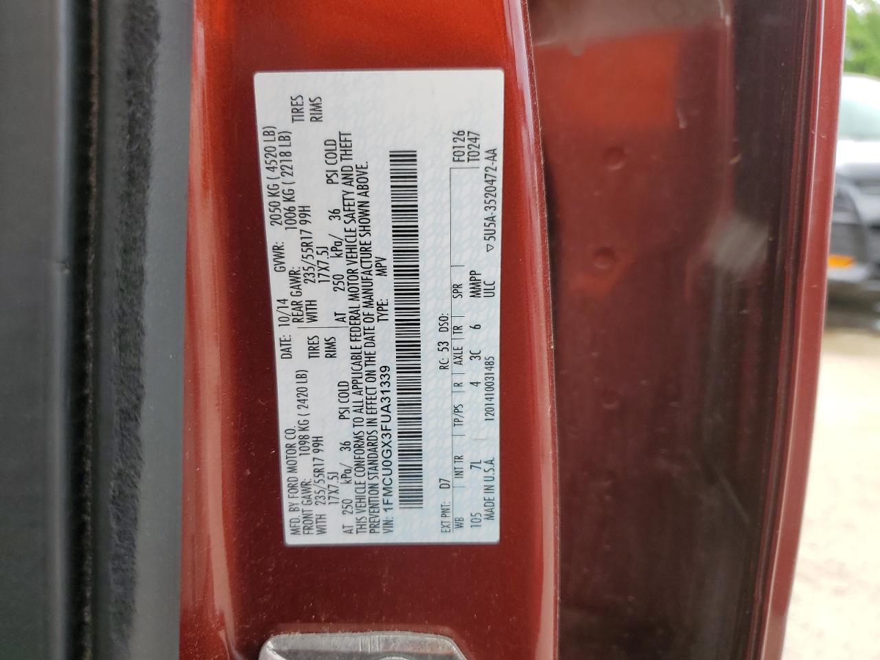 1FMCU0GX3FUA31339 2015 Ford Escape Se