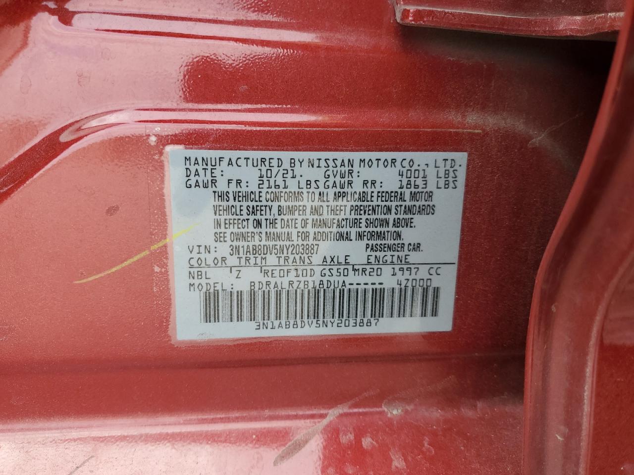 3N1AB8DV5NY203887 2022 Nissan Sentra Sr