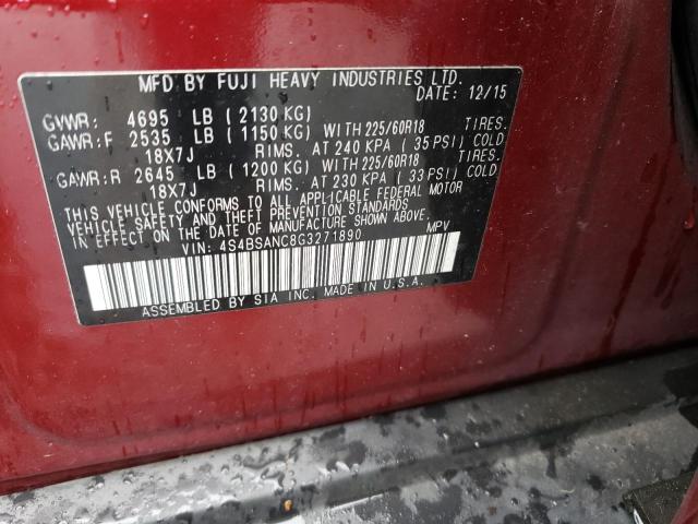 2016 Subaru Outback 2.5I Limited VIN: 4S4BSANC8G3271890 Lot: 56522204