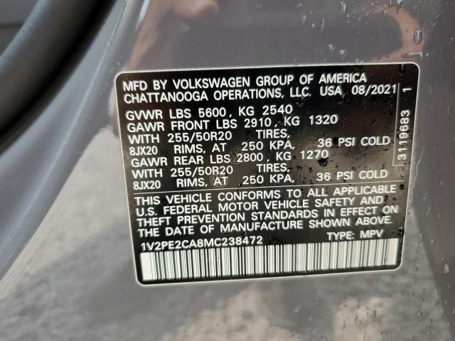 VIN 1V2PE2CA8MC238472 2021 Volkswagen Atlas, SE no.13