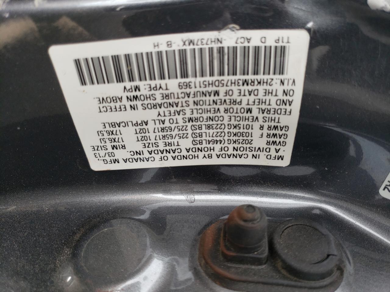 2HKRM3H75DH511369 2013 Honda Cr-V Exl