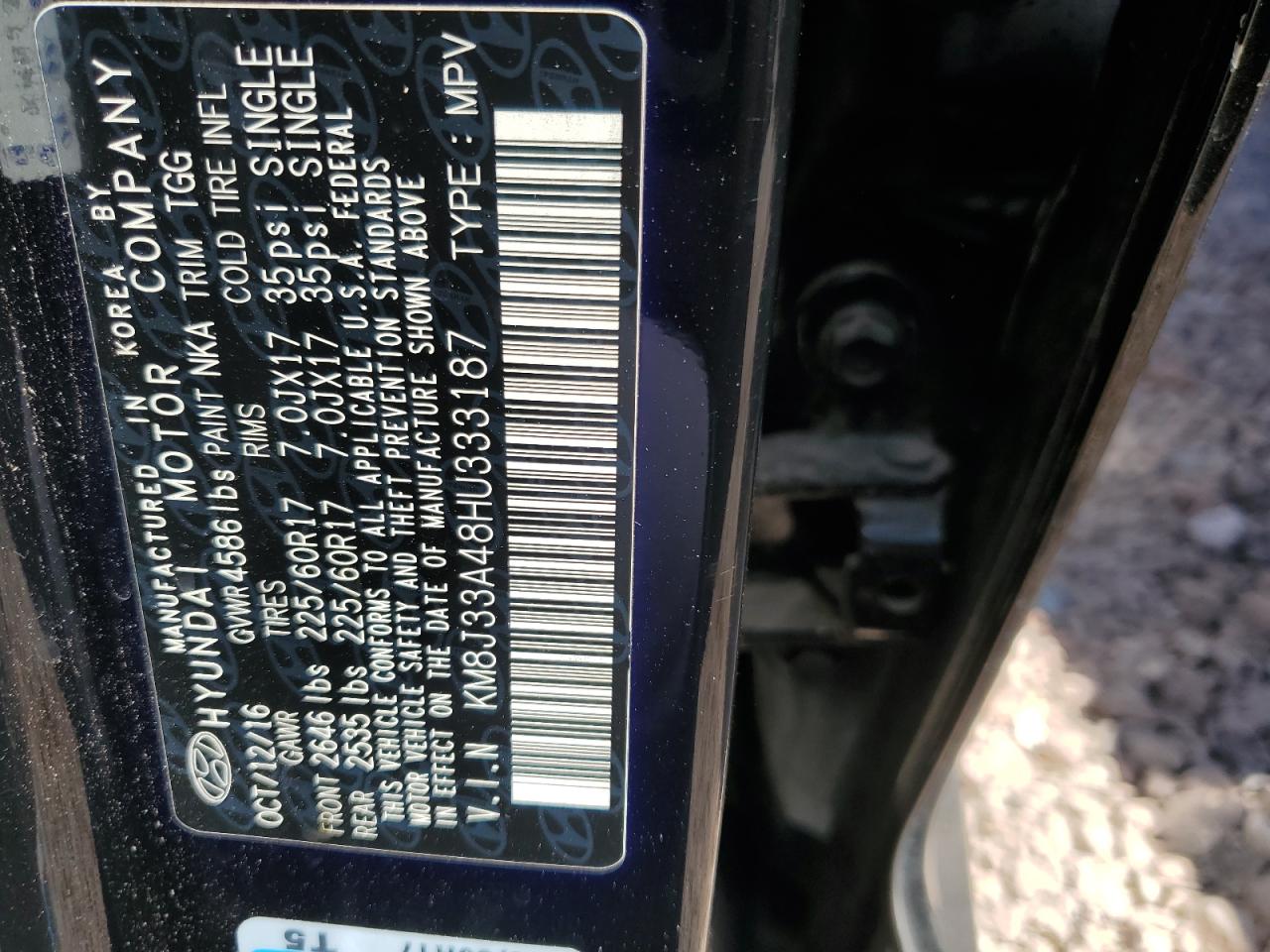 KM8J33A48HU333187 2017 Hyundai Tucson Limited