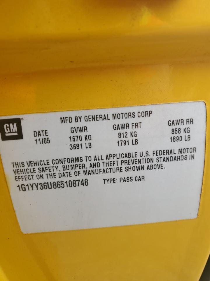 1G1YY36U865108748 2006 Chevrolet Corvette