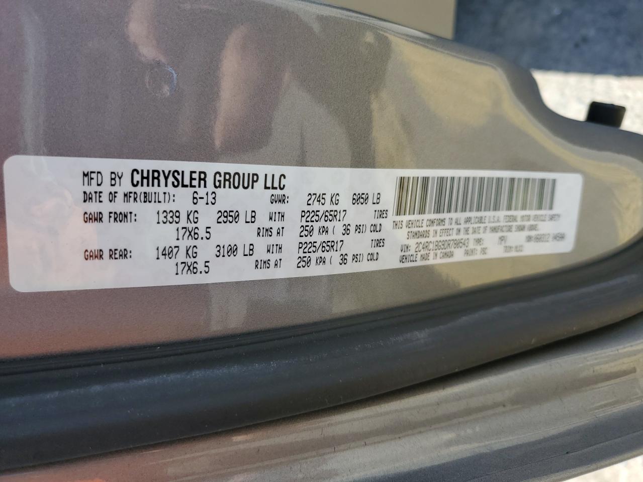 2C4RC1BG9DR780543 2013 Chrysler Town & Country Touring