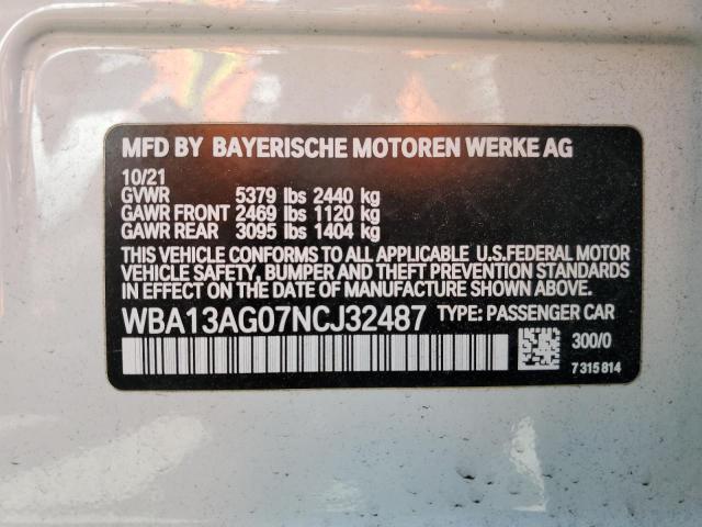 2022 BMW 530E VIN: WBA13AG07NCJ32487 Lot: 56958814