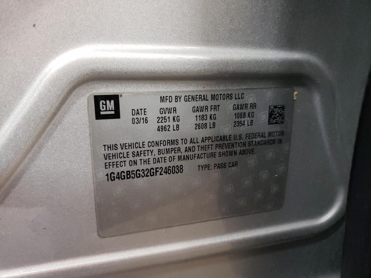 1G4GB5G32GF246038 2016 Buick Lacrosse
