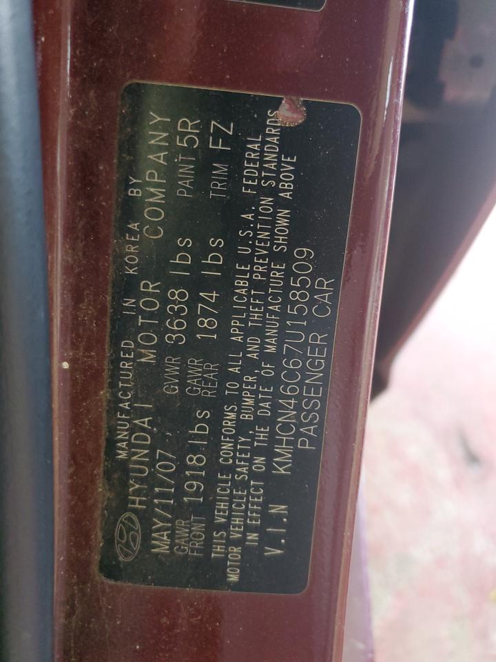 KMHCN46C67U158509 2007 Hyundai Accent Gls