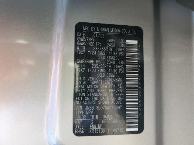 2022 Nissan Rogue Platinum VIN: JN8BT3DD7NW272097 Lot: 55551654