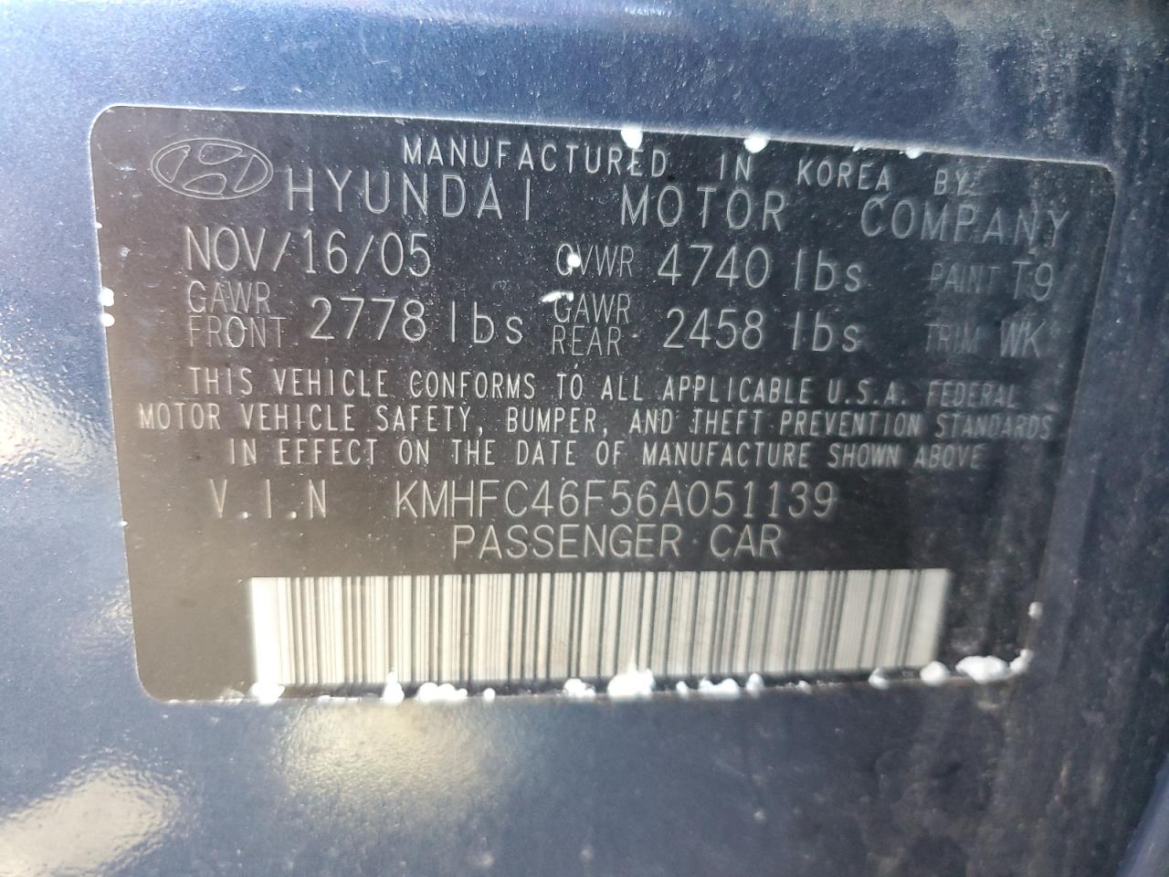 KMHFC46F56A051139 2006 Hyundai Azera Se