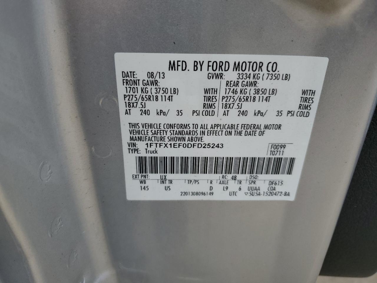 1FTFX1EF0DFD25243 2013 Ford F150 Super Cab