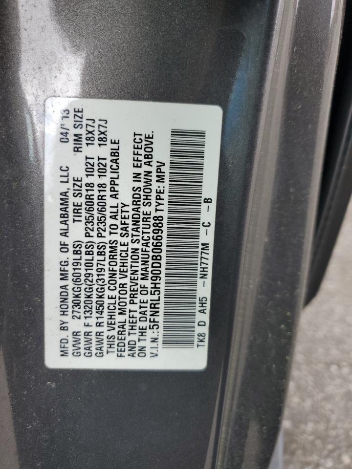 5FNRL5H90DB066988 2013 Honda Odyssey Touring