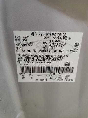 2011 Ford F150 Super Cab VIN: 1FTEX1CM4BKD71305 Lot: 53844684