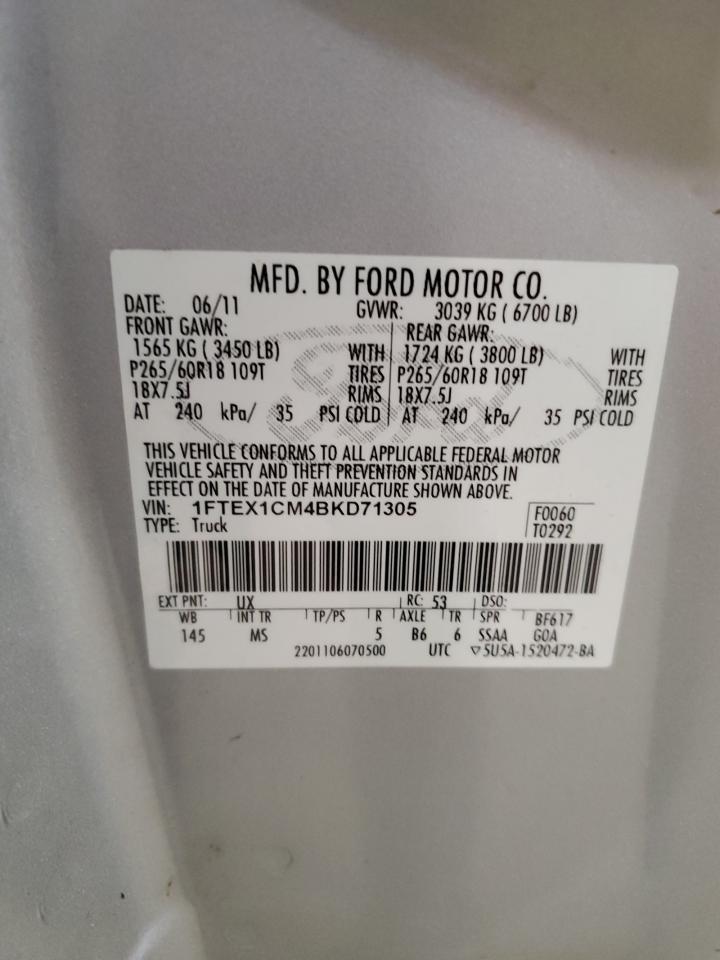 1FTEX1CM4BKD71305 2011 Ford F150 Super Cab