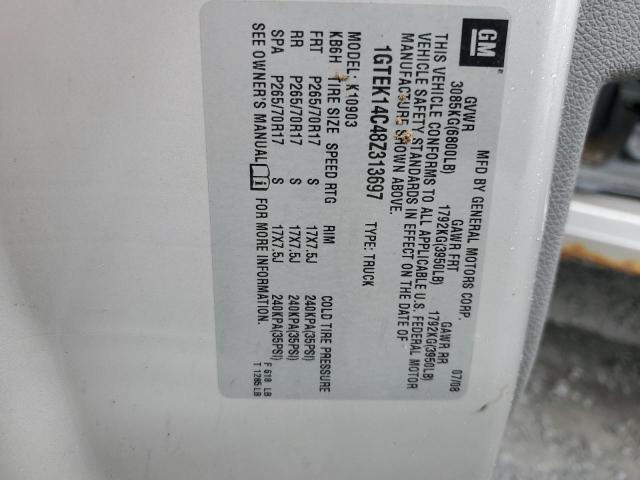 2008 GMC Sierra K1500 VIN: 1GTEK14C48Z313697 Lot: 54790524