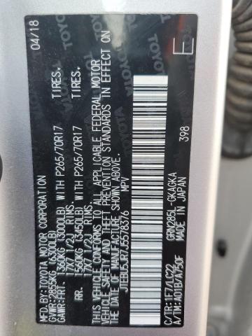 2018 Toyota 4Runner Sr5/Sr5 Premium VIN: JTEBU5JR7J5578376 Lot: 55864254