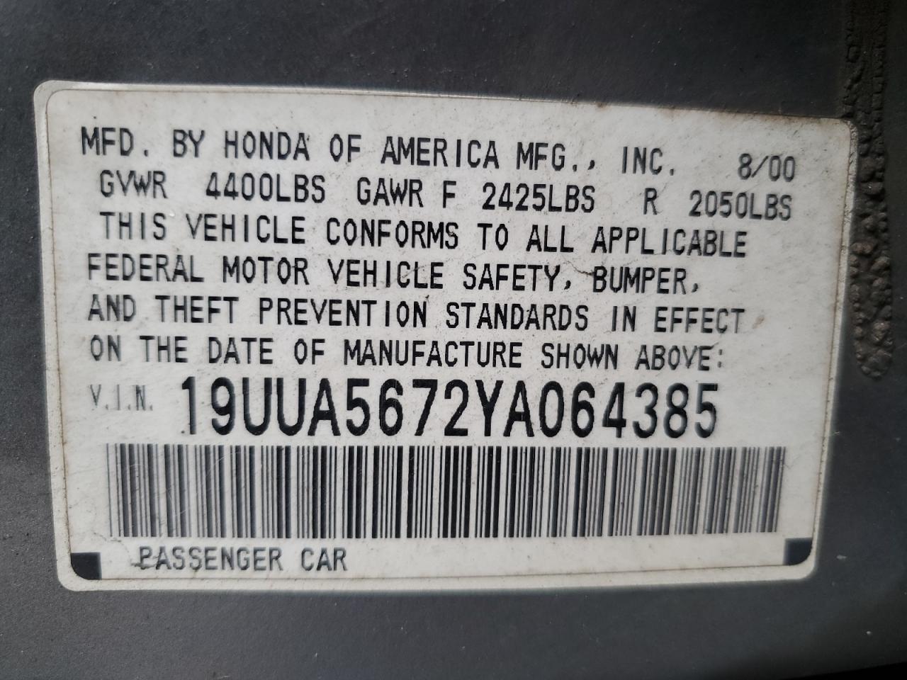 19UUA5672YA064385 2000 Acura 3.2Tl